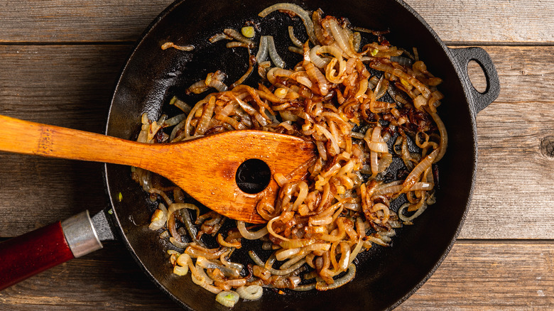 Caramelized onions in skillet