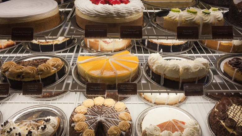 Cheesecake Factory desserts in refrigerated case 