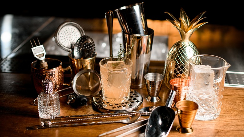 cocktail and cocktail making tools