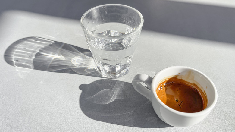 Espresso with glass of water