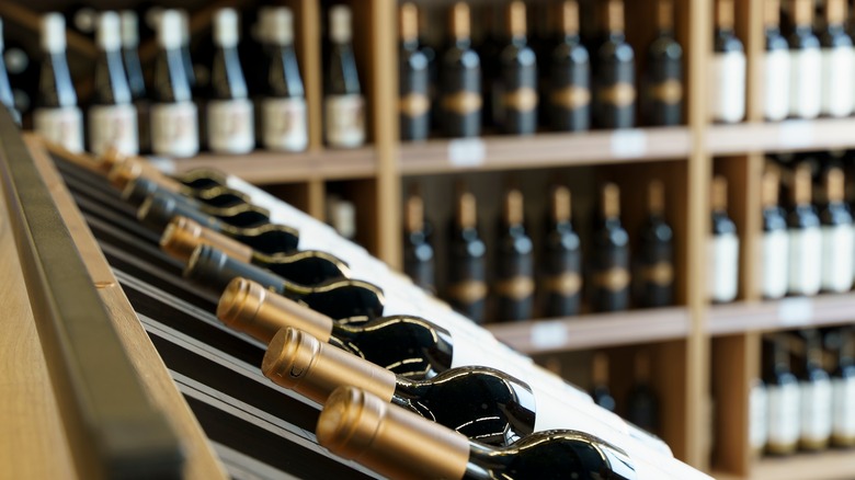 bottles of wine in a wine store