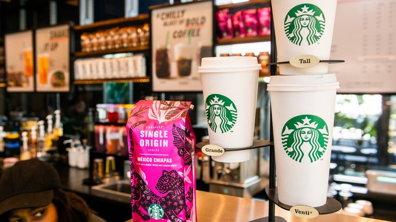 Various starbucks drink sizes