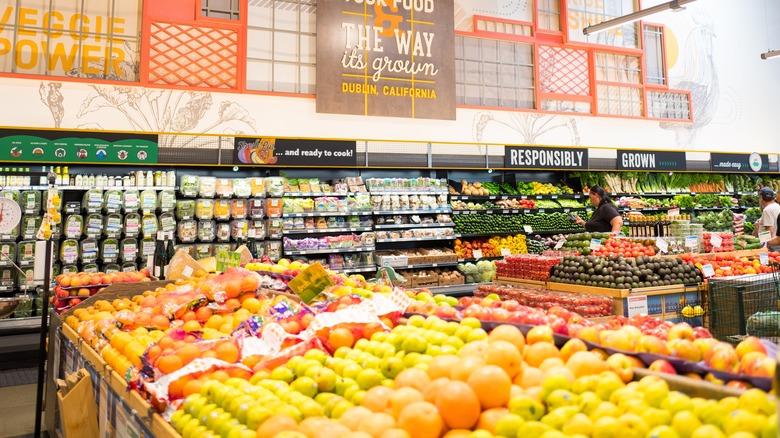 Produce section of Whole Foods