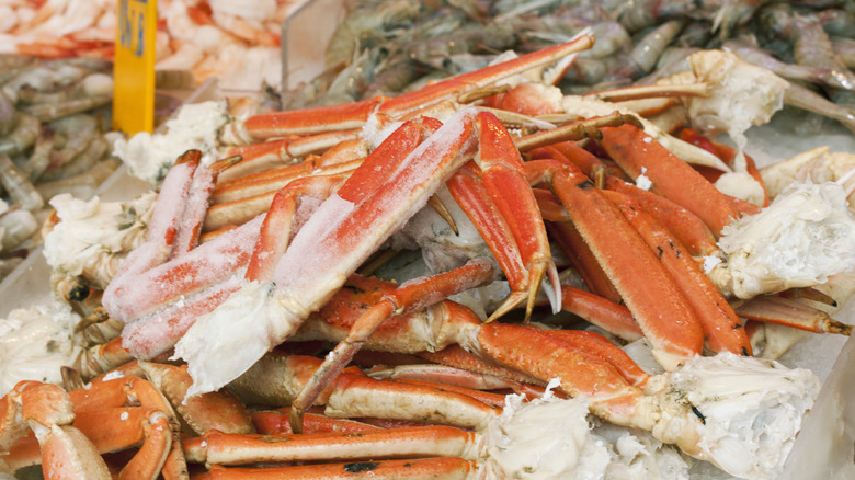 Display of frozen crab