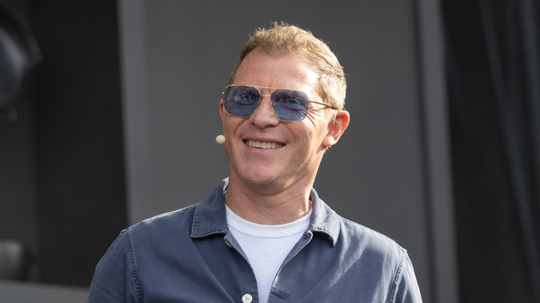 Chef Bobby Flay at a cooking demonstration.