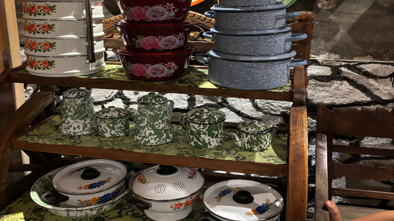 A vintage enamelware on sale at a sore