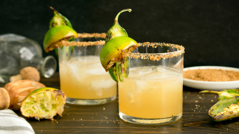 Charred lime cocktail garnishes