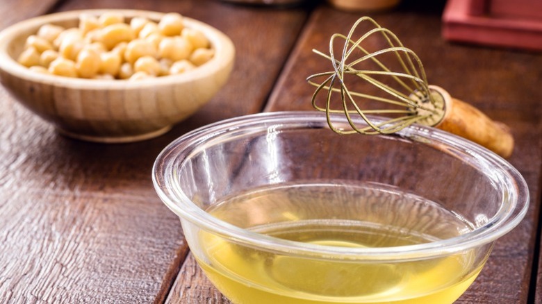 Aquafaba in a glass bowl 
