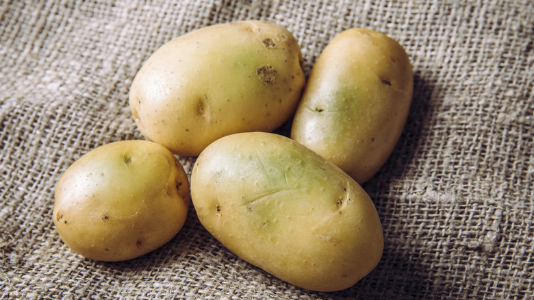 Potatoes with green skin