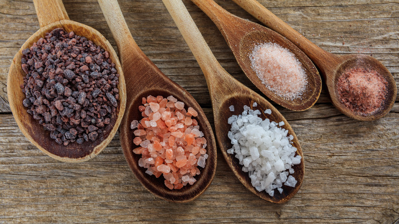 salts in wooden spoons