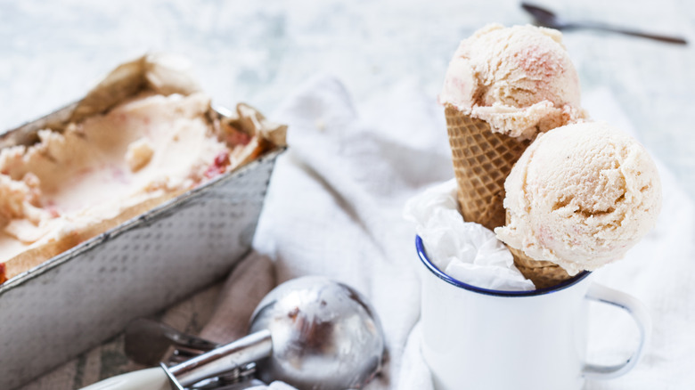 Homemade ice cream cones in a mug