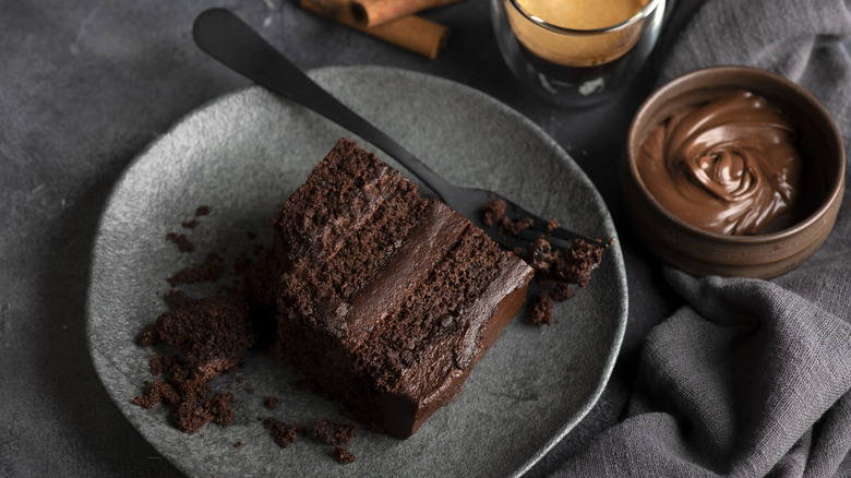 A slice of chocolate cake