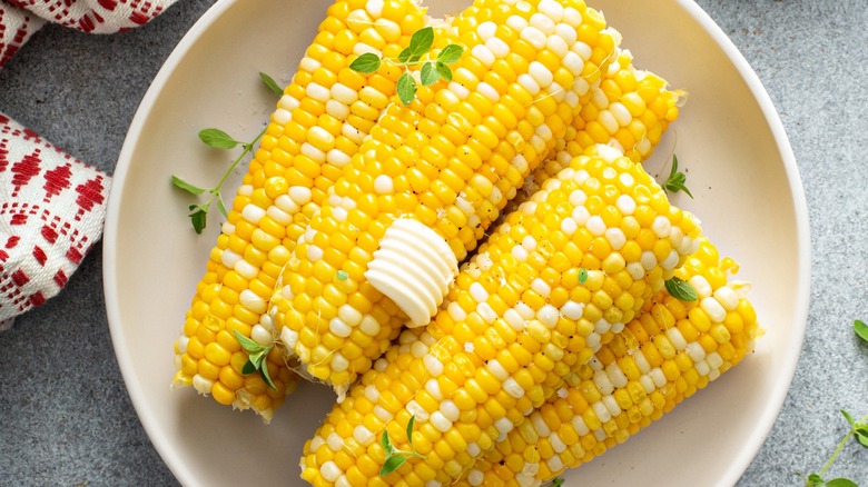 corn on the cob with butter on top