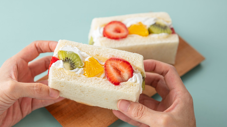 Japanese fruit sando on milk bread