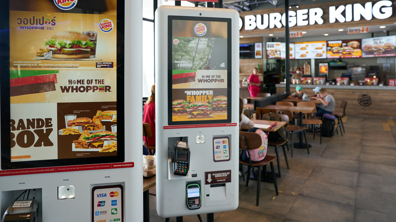 Self order kiosks in a Burger King