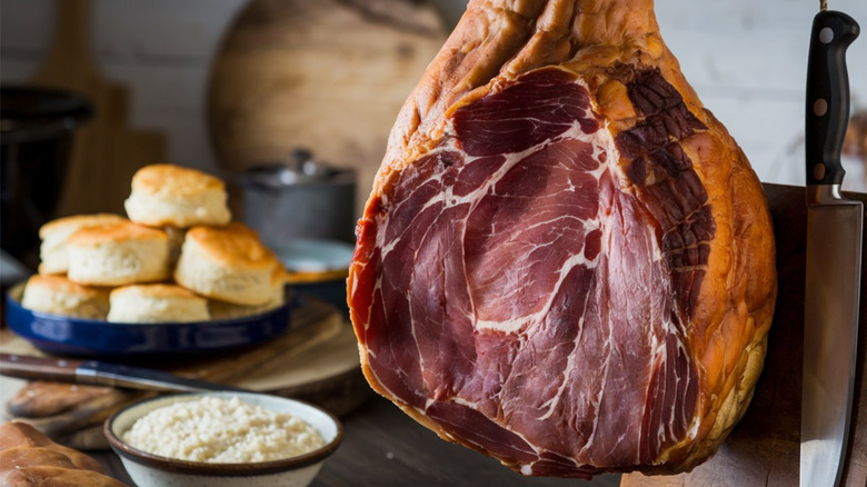 pictured country ham aging