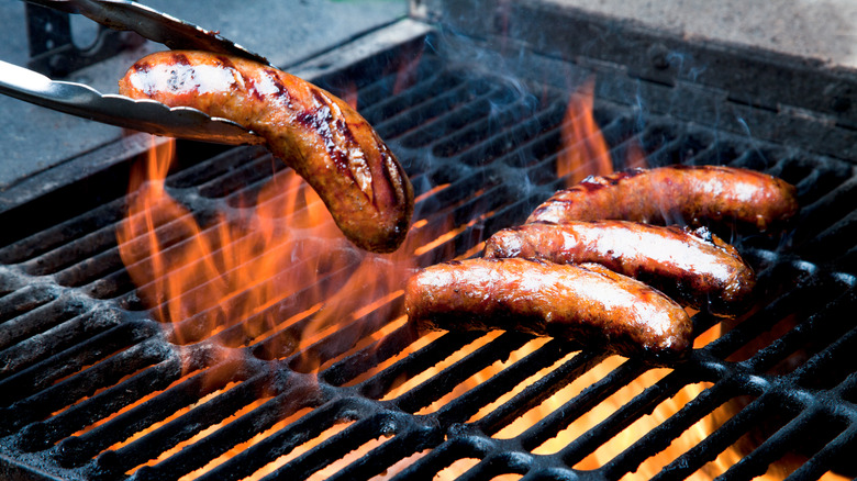 sausages on grill