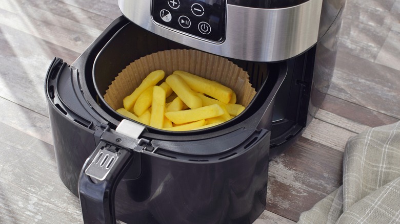 Leftover fries in an air fryer