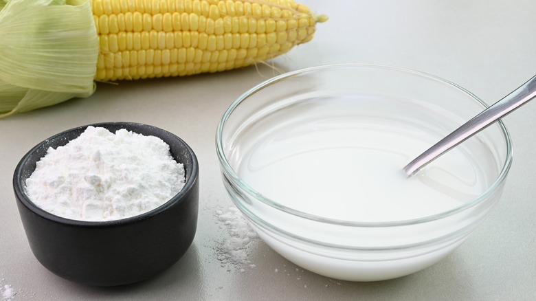 corn starch slurry, cornstarch, and ear of corn