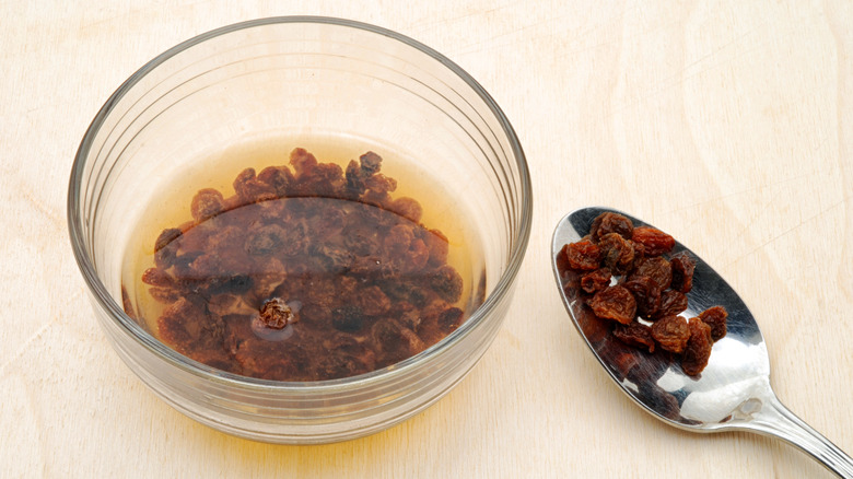 Raisins soaking in liquid