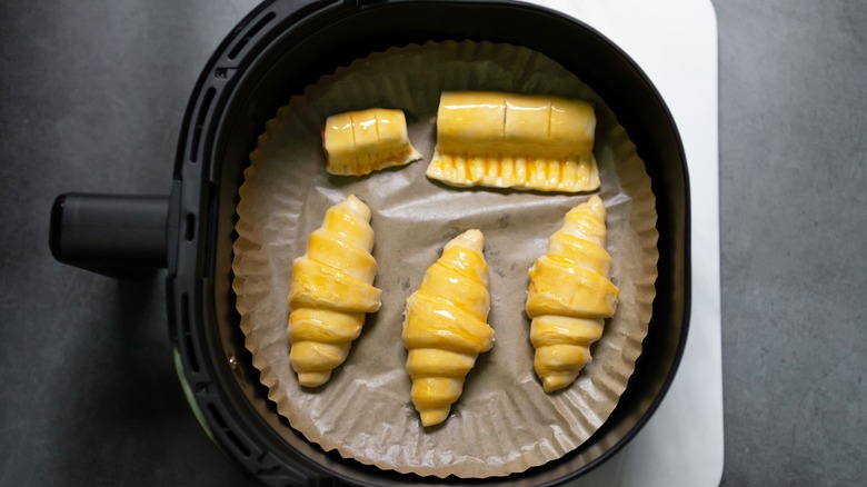 Croissants inside an air fryer