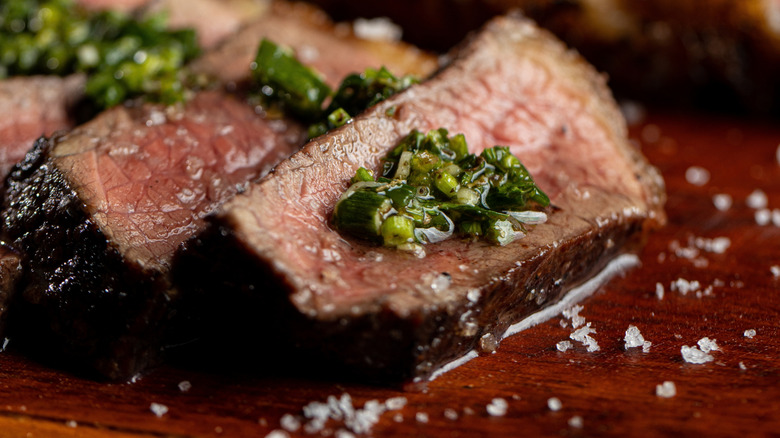 Churrasco with sea salt and chimichurri