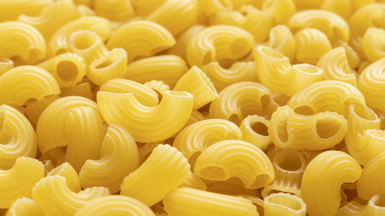 Heap of elbow macaroni noodles