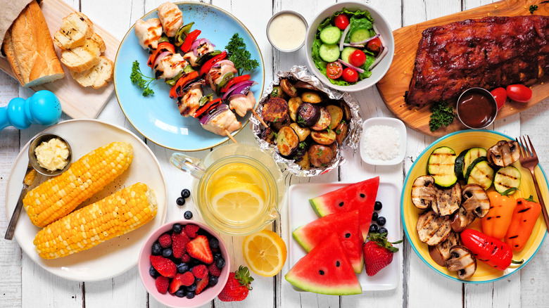 plates of food on a picnic table