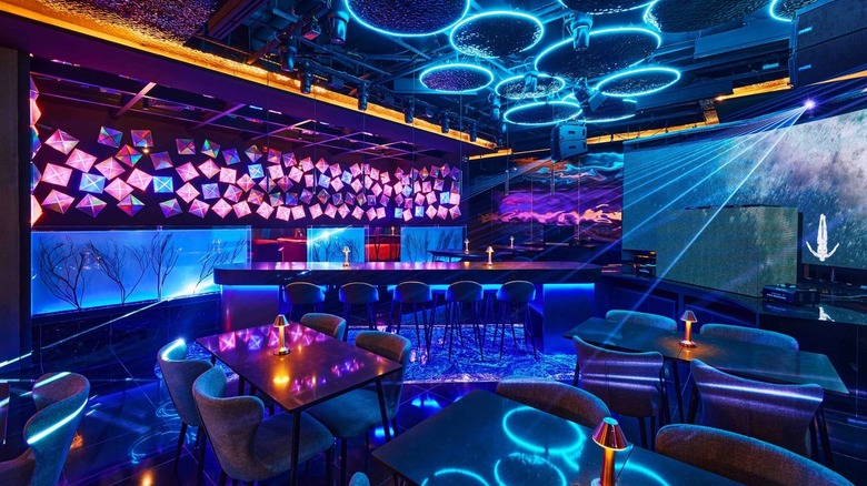 Modern bar with neon lights