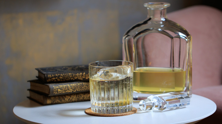 Serving of clarified cocktail pictured.