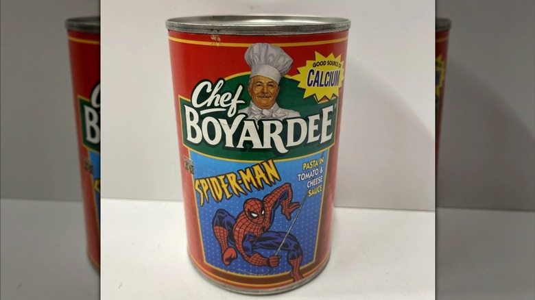 Can of Chef Boyardee 'Spider-Man' pasta.