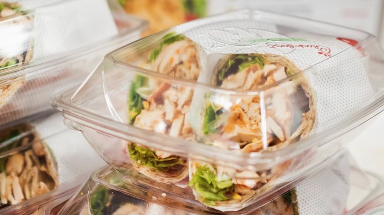 Spicy Cool Wrap served in takeout box.