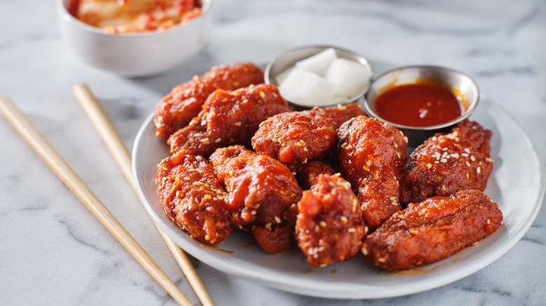 Korean fried chicken with gochujang sauce