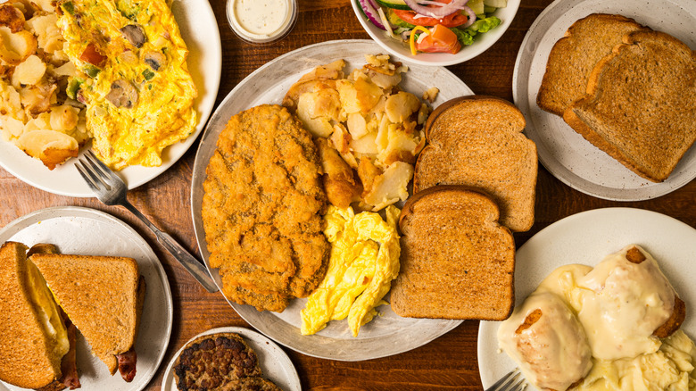 A diner-style food spread.