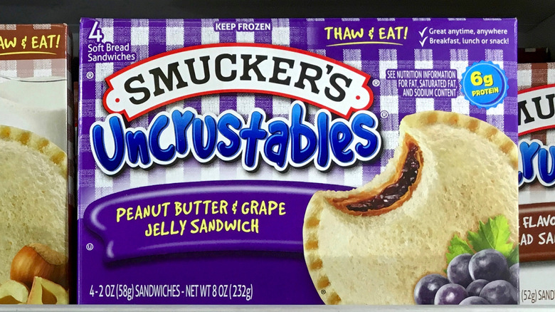 boxes of uncrustables in the grocery store