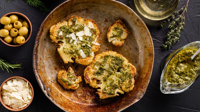 roast cauliflower steaks with chimichurri