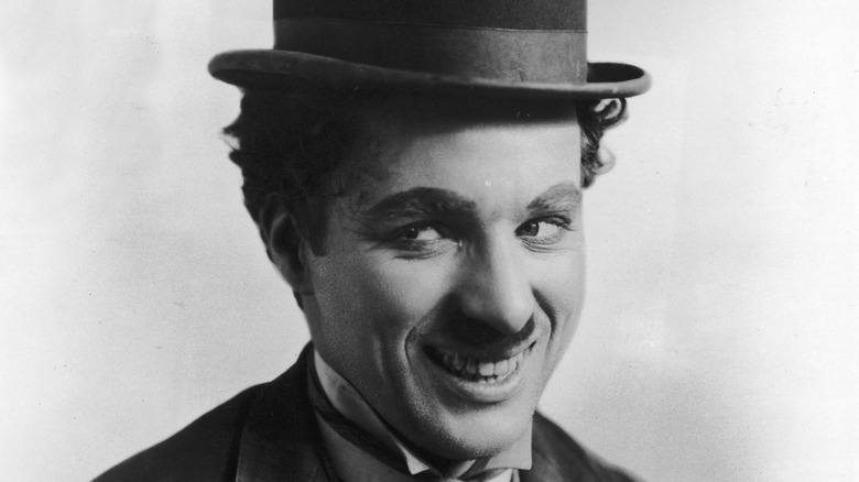 Black and white photo of Charlie Chaplin