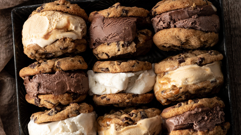 Tray of ice cream sandwiches