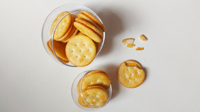 Bowl of Ritz crackers with crushed bits