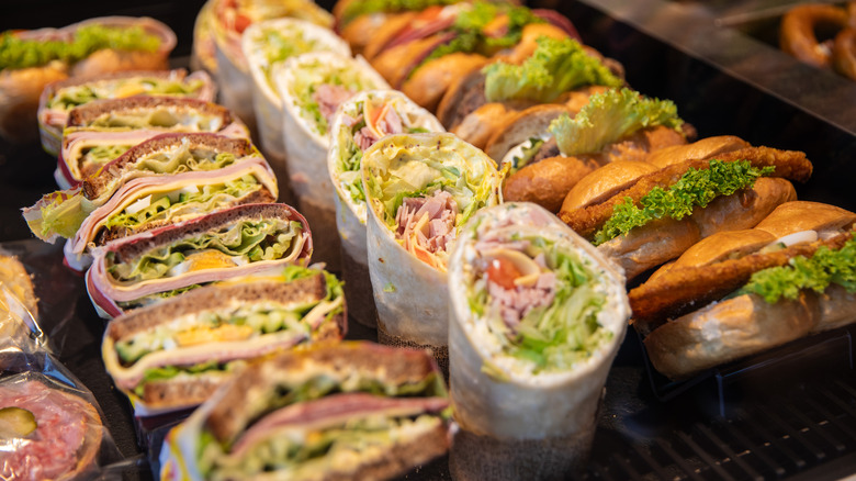Assortment of stuffed sandwiches.