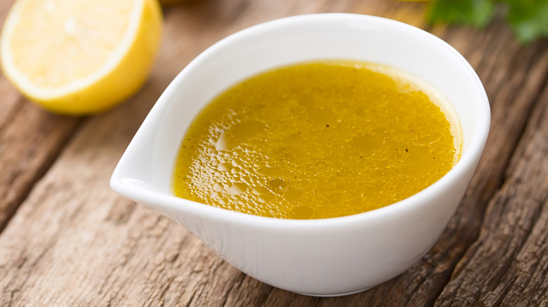 Vinaigrette in a white bowl