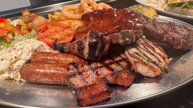 Platter of meat and sides at Cattleman's Steakhouse
