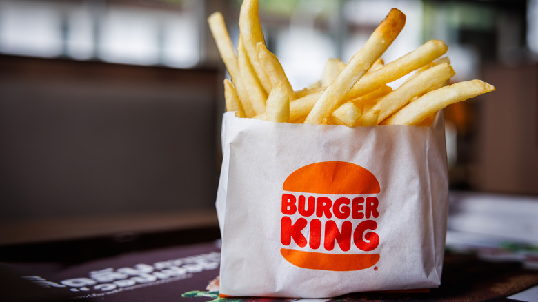 Burger King french fries on table