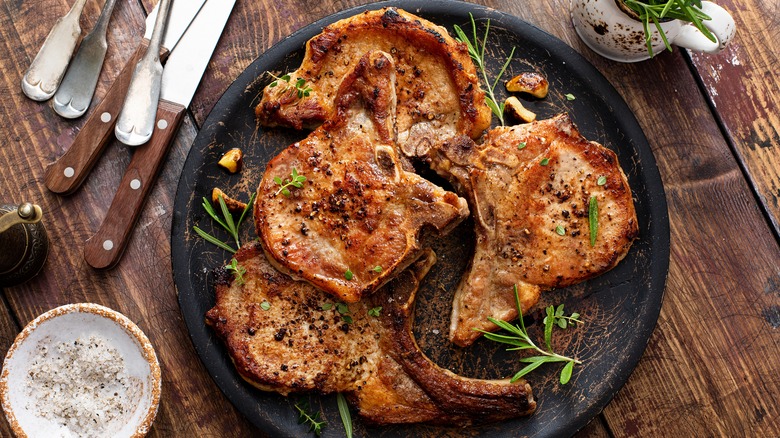 browned pork chops