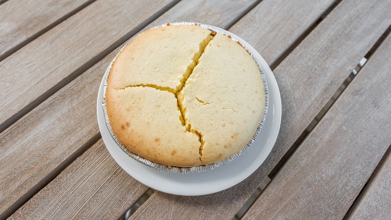 A cracked cheesecake.