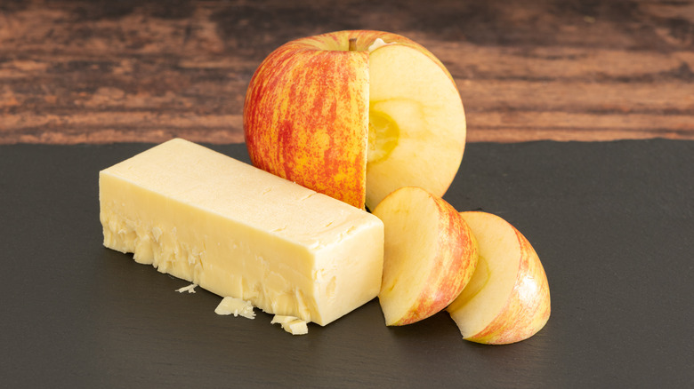 sliced apple and cheese