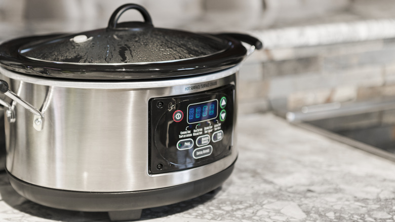 Slow cooker on countertop