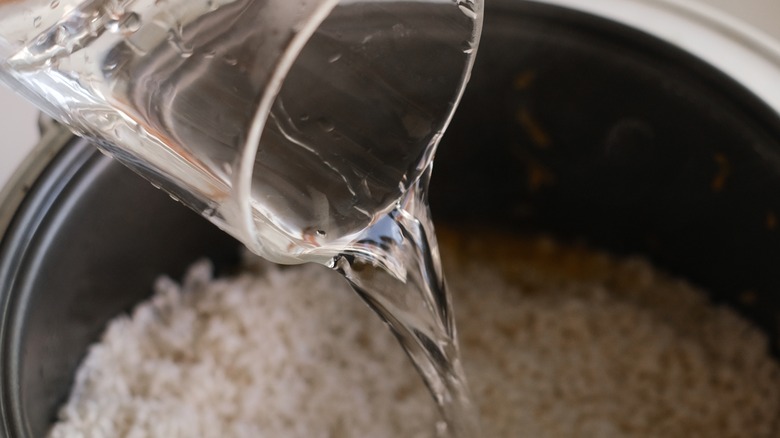Slow cooker filled with liquid