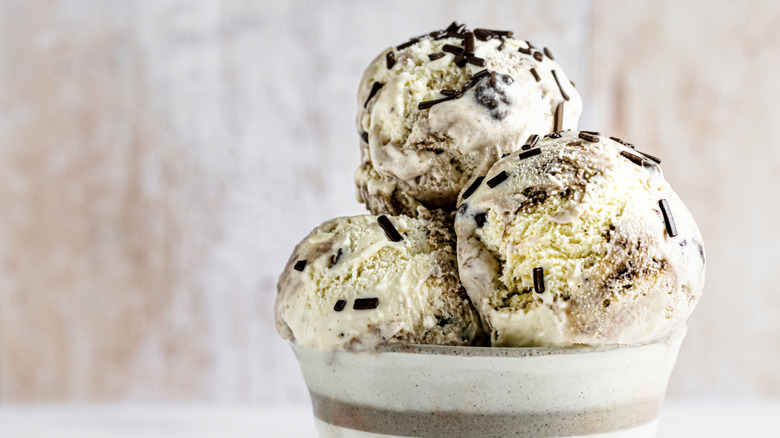 pictured serving of chocolate chip ice cream