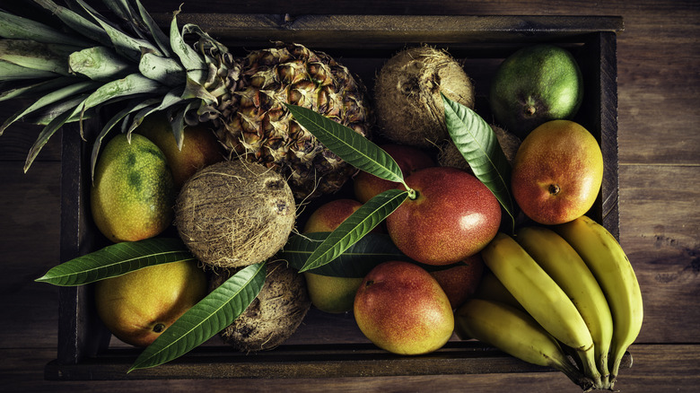 platter of tropical fruits